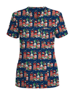 Funny Medical Christmas Medicine Bottle Nurse Scrub Top