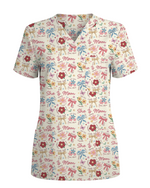 Cute Mother's Day Faith Floral Medical Scrub Top