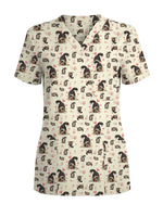 Charming Australian Shepherd Valentine Dog Scrub Top