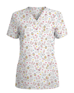Cute Easter Bunny Doodle Nurse Scrub Top