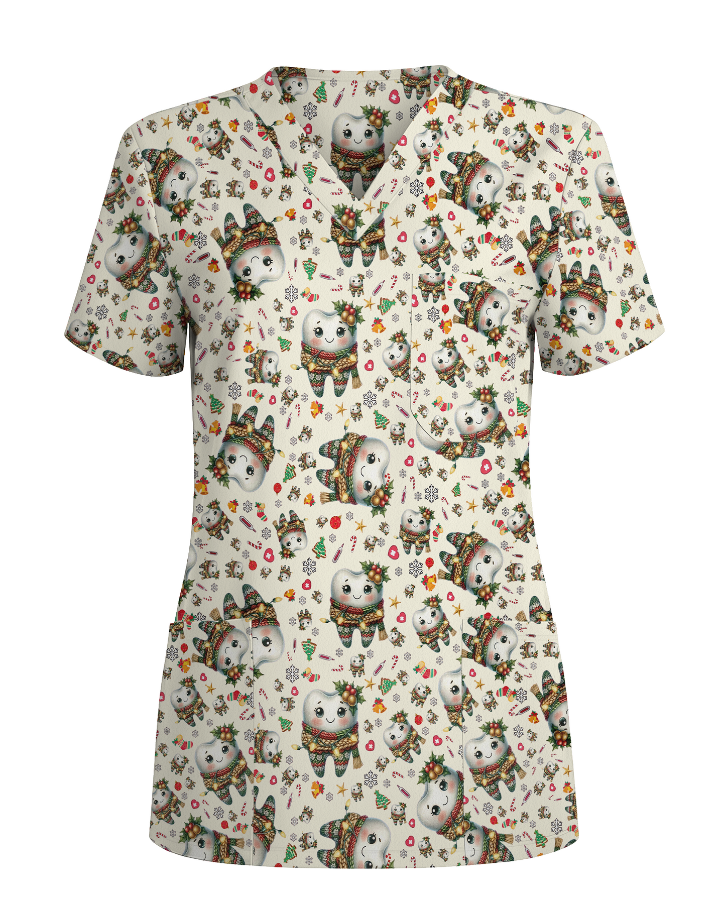 Cute Dental Christmas Scrub Top