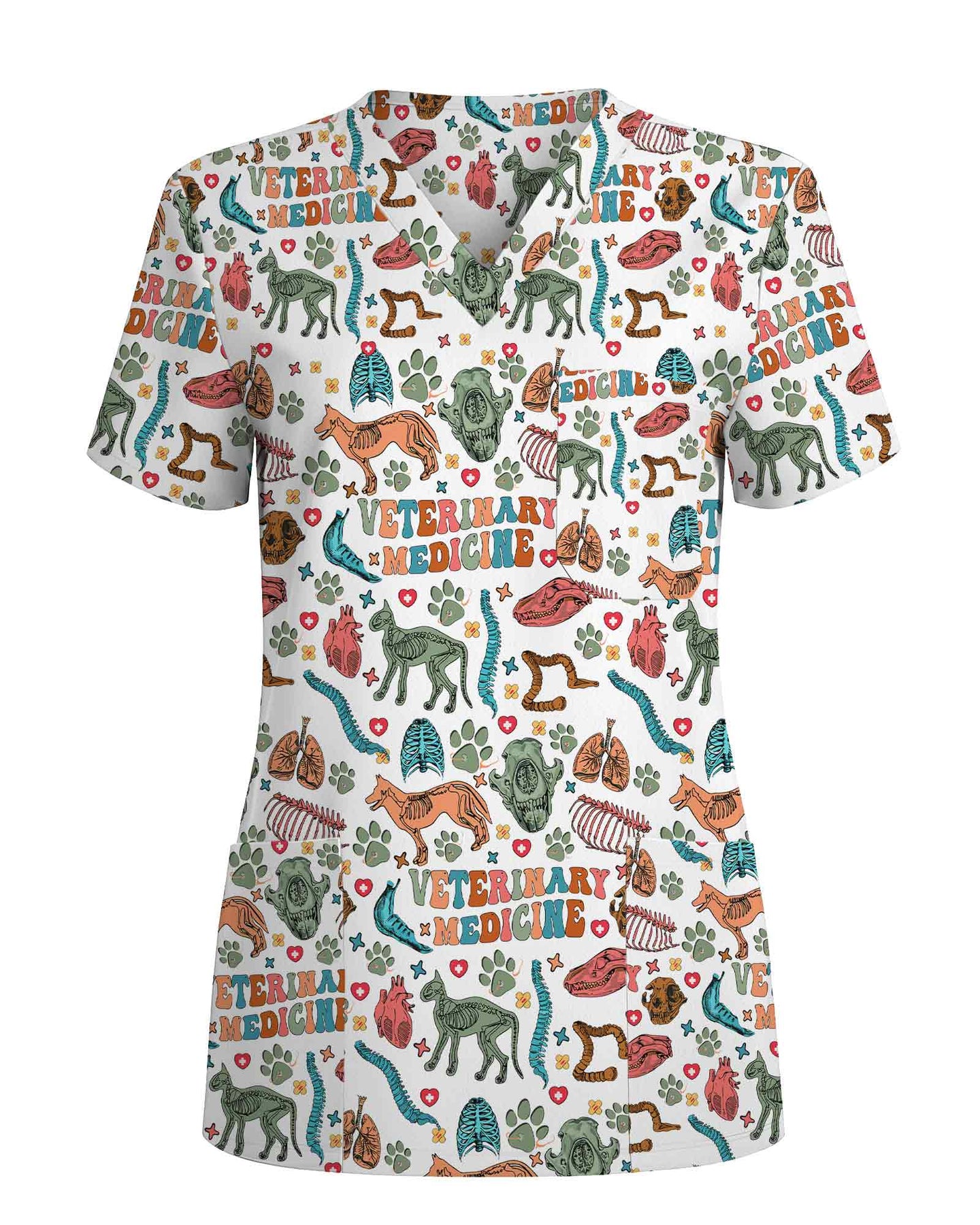 Retro Veterinary Medicine Anatomy Scrub Top