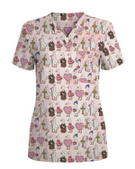 Pink Christian Goose Faith Valentine Medical Scrub Top