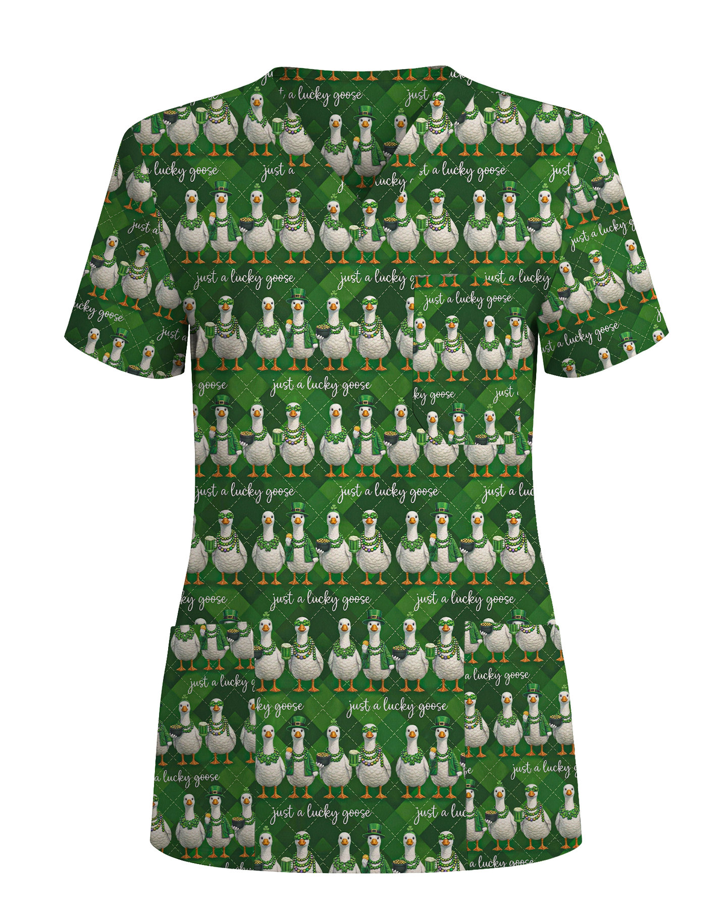 Adorable Just A Lucky Goose Medical Scrub Top