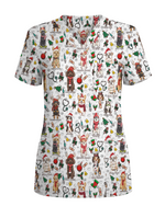Cute Christmas Dog Breeds Medical Scrub Top