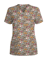 Trendy Leopard Print Nurse Essentials Scrub Top