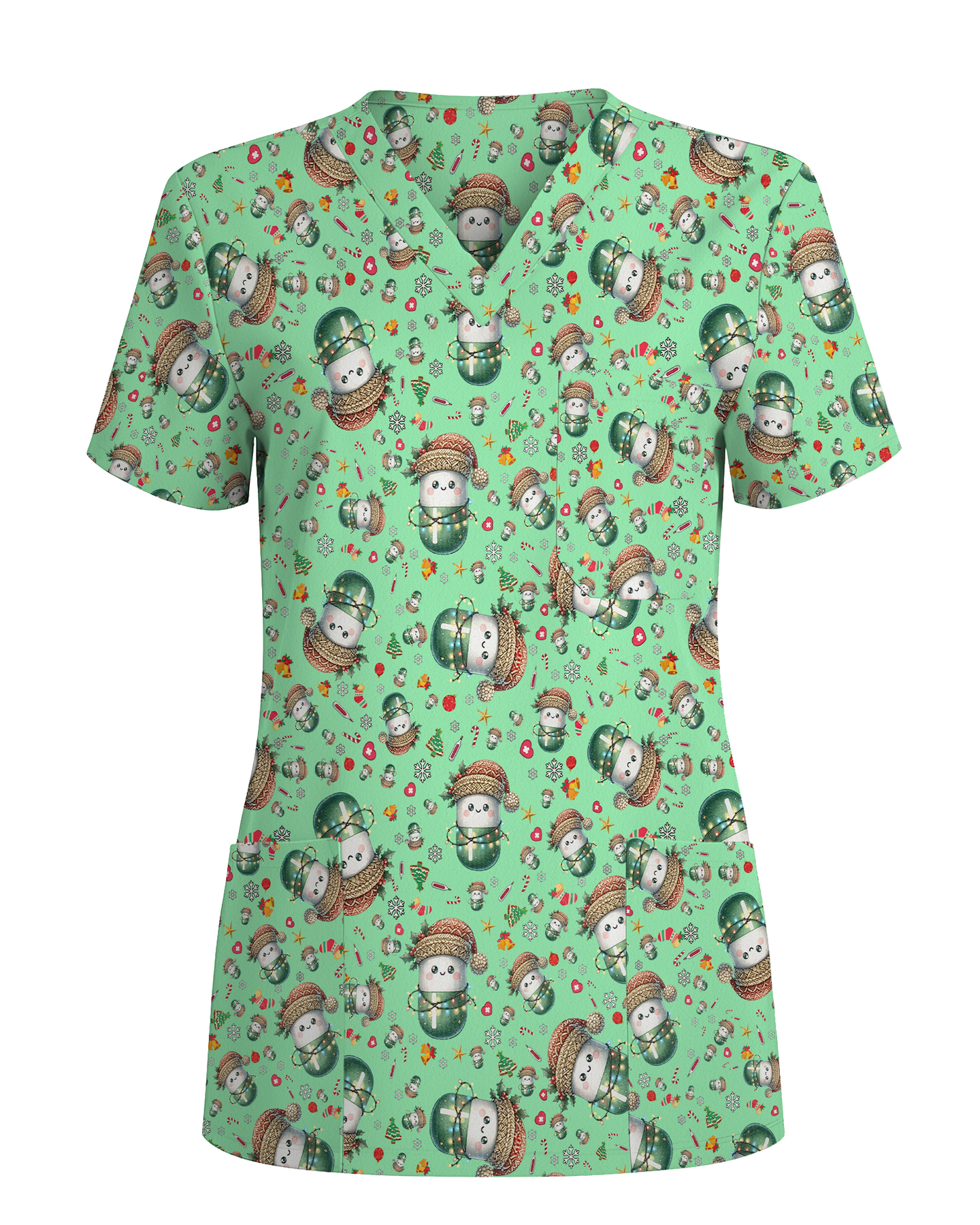 Cute Christmas Pill Capsule Nursing Scrub Top