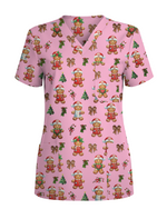Xmas Gingerbread Nurse Holiday Nursing Scrub Top