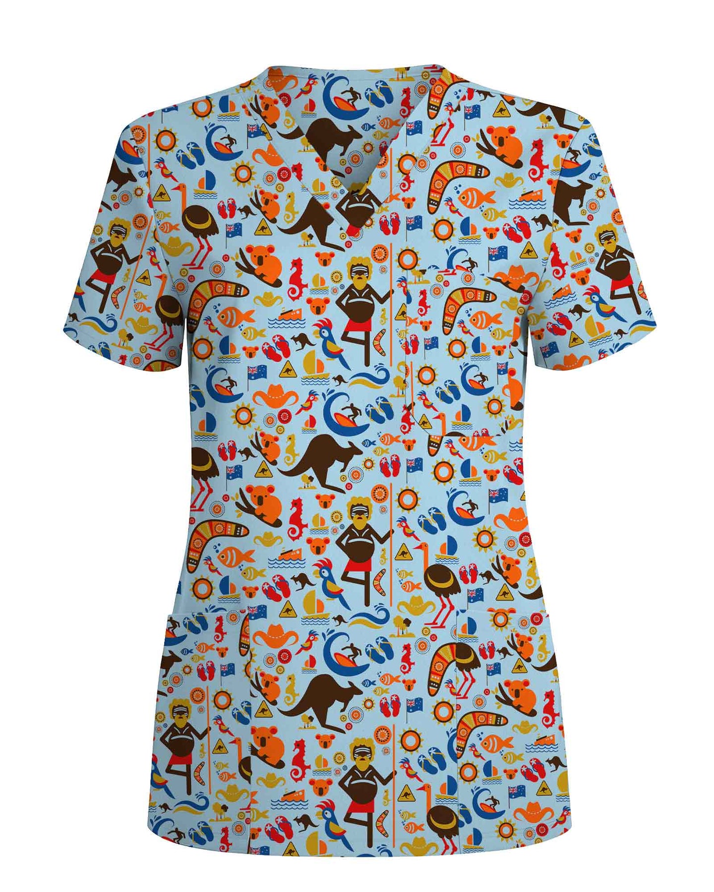 Australian Summer Beach Scrub Top