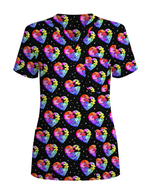 Autism Awareness Rainbow Puzzle Heart Nurse Scrub Top