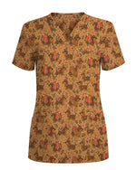 Funny Thanksgiving Dachshund Scrub Top