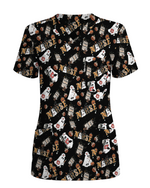 Funny Cute Halloween Ghost Medical Scrub Top