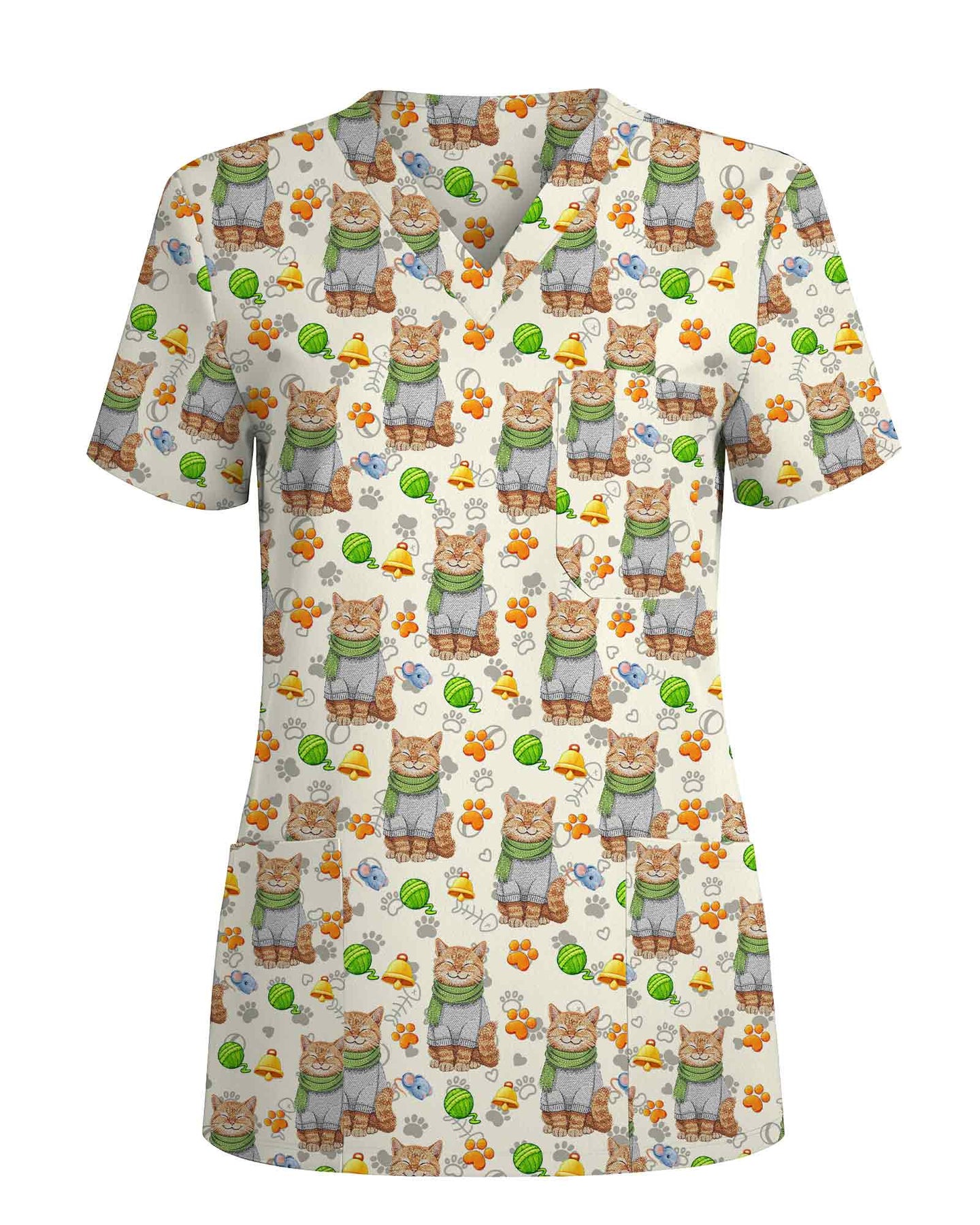 Adorable Cat Lover Nurse Scrub Top