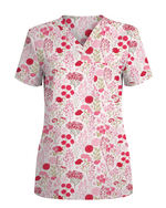 Elegant Pink Roses Diamond Medical Scrub Top