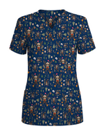 Funny Reindeer Nurse Christmas Scrub Top