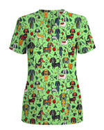Dachshund Christmas Holiday Nursing Scrub Top