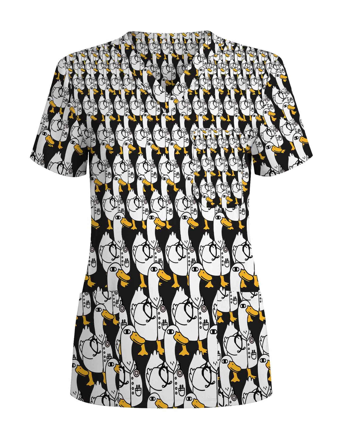 Cute Doctor Duck Cartoon Healthcare Scrub Top