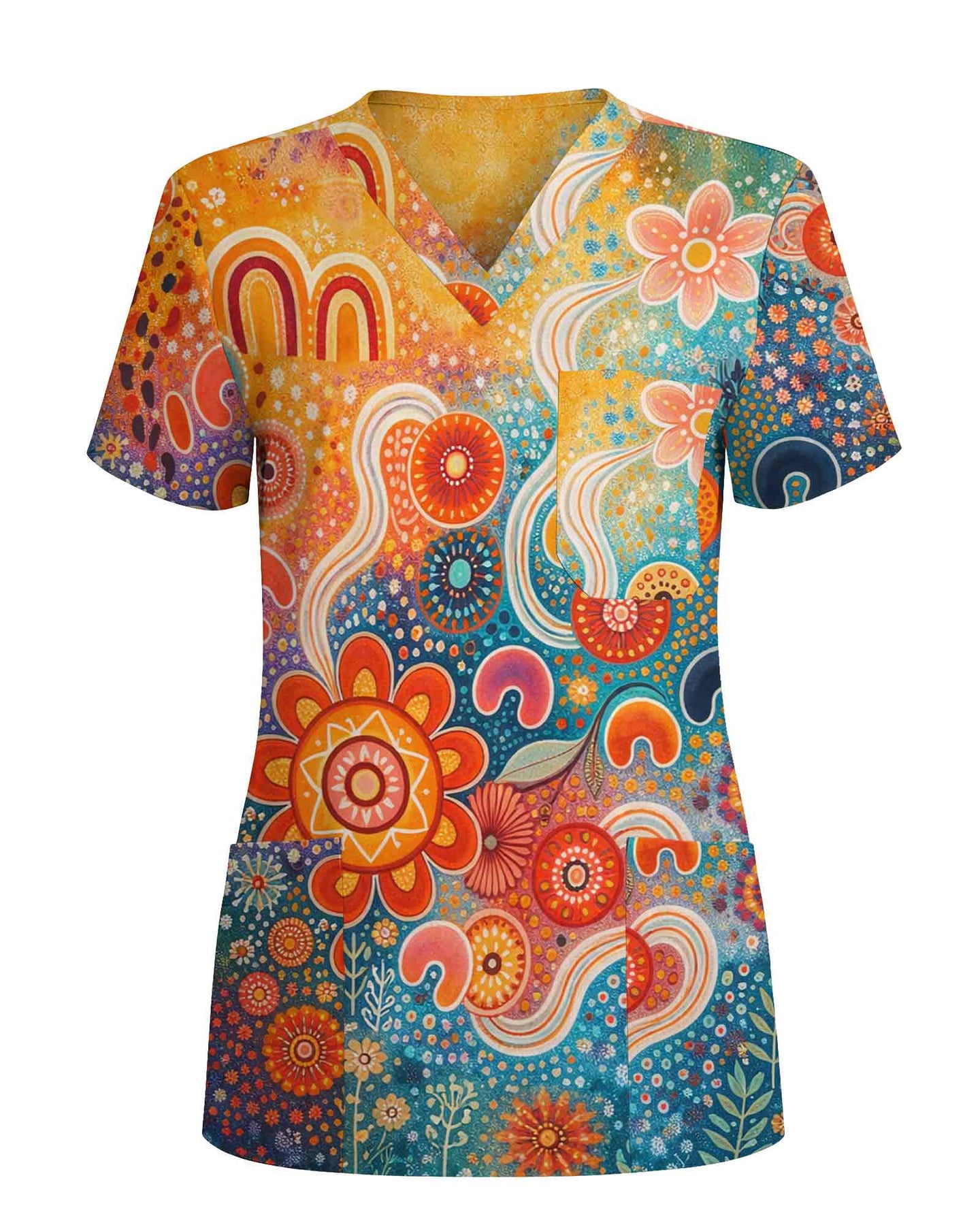 Aboriginal Indigenous Art Medical Scrub Top