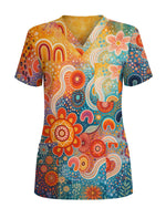 Aboriginal Indigenous Art Medical Scrub Top