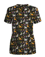 Festive Mardi Gras Cats Medical Scrub Top