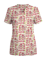 Funny Silent Night Valentine Nurse Scrub Top