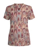 Earthy Pastel Boho Rainbow Nursing Scrub Top