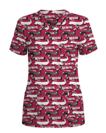 Adorable Mummy Wiener Dog Medical Scrub Top