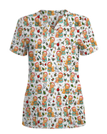 Cute Christmas Vet Tech Nursing Scrub Top
