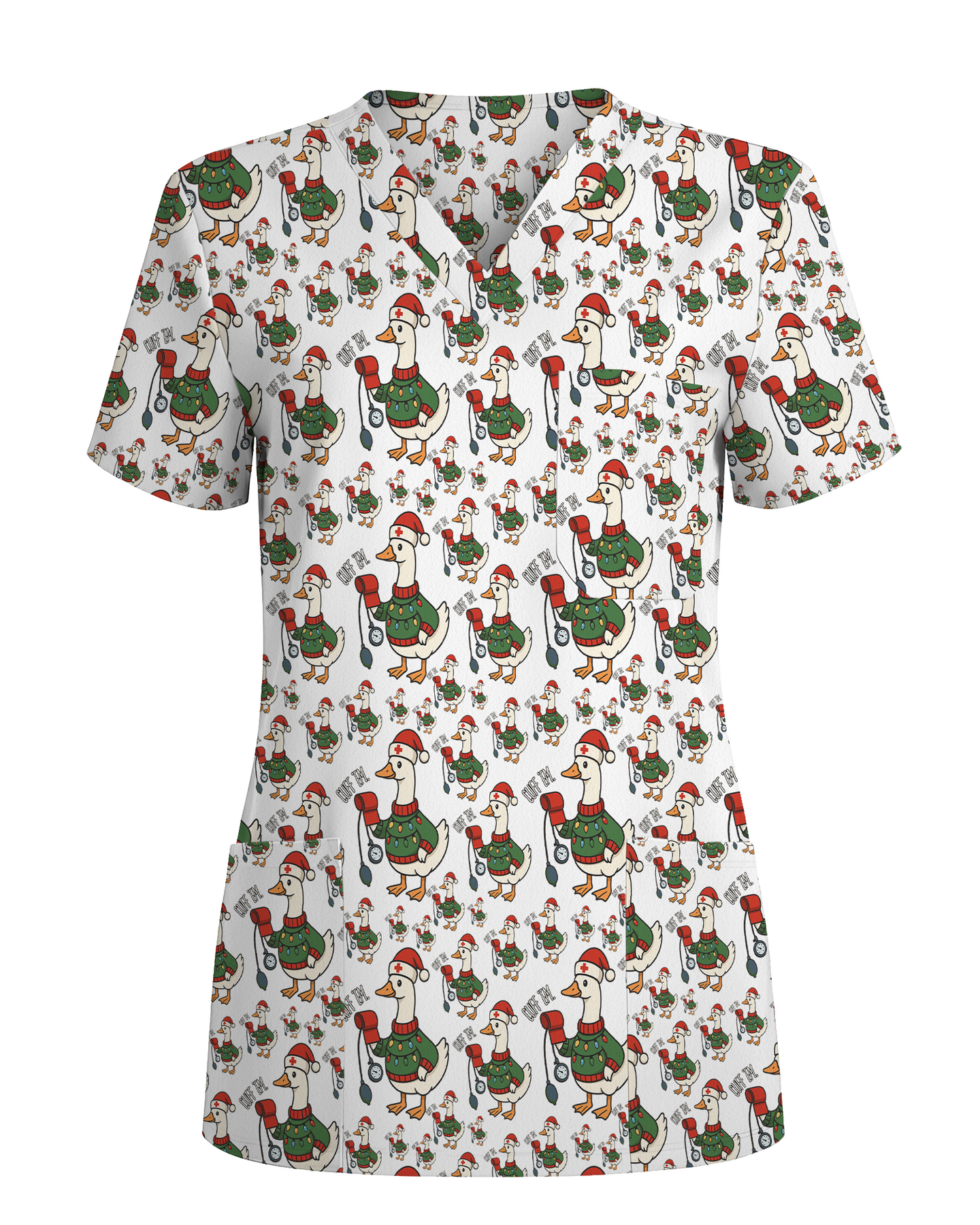 Funny Christmas Goose Holiday Nurse Scrub Top