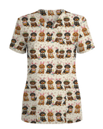Easter Dachshund Bunny Ears Cute Nurse Scrub Top
