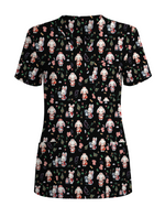 Cute Christmas Bunny Medical Scrub Top