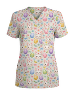 Pastel Medical Bunny Eggs Medical Scrub Top
