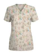 Pastel Floral Medical Stethoscope Scrub Top