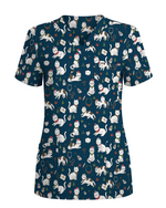 Cute Nurse Cat Christmas Medical Scrub Top