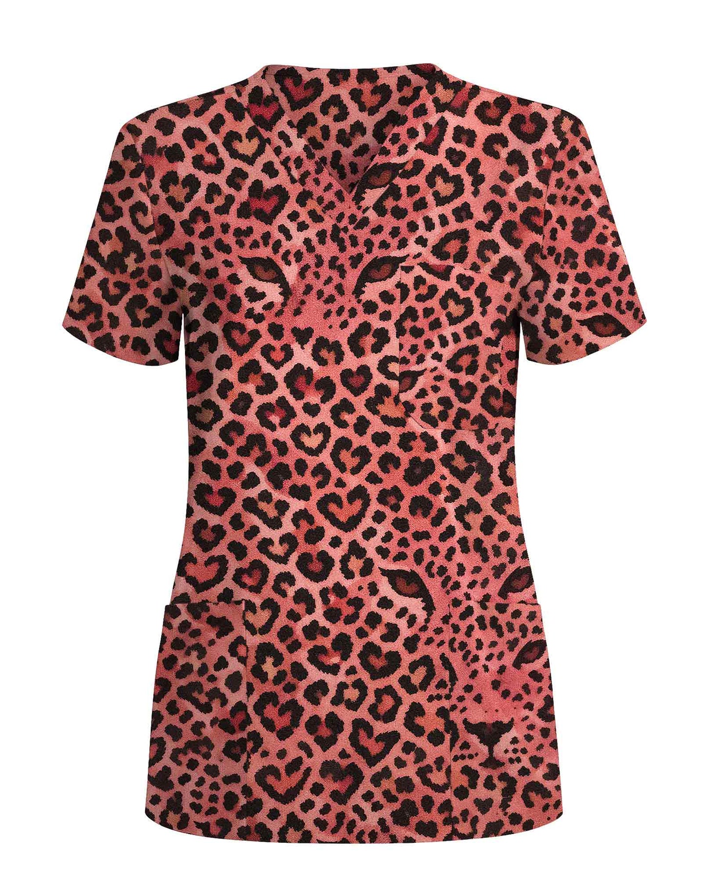 Charming Leopard Heart Scrub Top