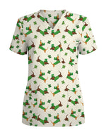 St. Patrick's Day Dachshund Dog Medical Scrub Top