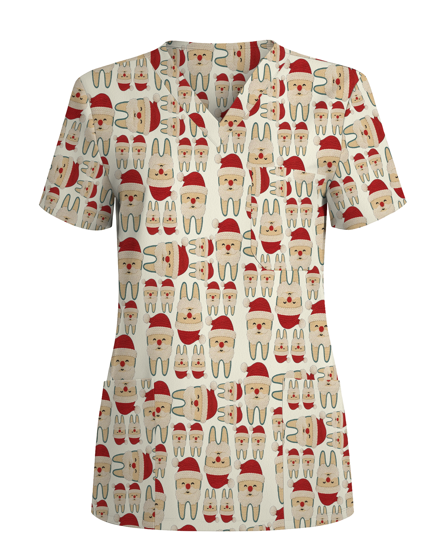 Santa Teeth All I Want For Christmas Dental Scrub Top