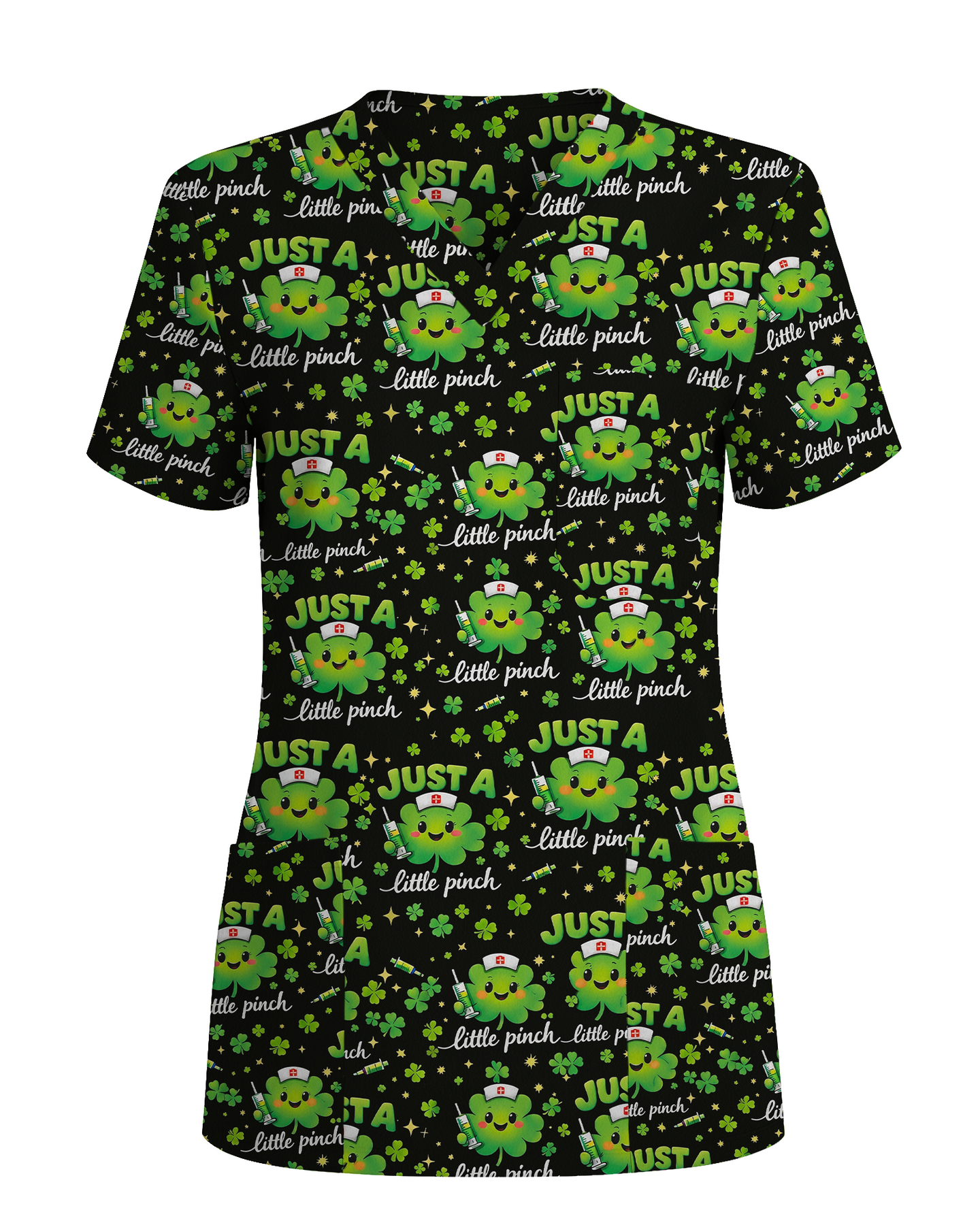 Lucky Shamrock Nurse Medical Scrub Top