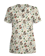 Christmas Raccoon Holiday Nursing Scrub Top