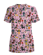 Dachshund Christmas Holiday Nursing Scrub Top