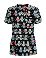 Funny Diamond Snowman Holiday Medical Scrub Top