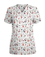 Cute Christmas Bunny Medical Scrub Top