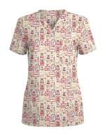 Vintage Nurse Valentine Heart Medical Scrub Top