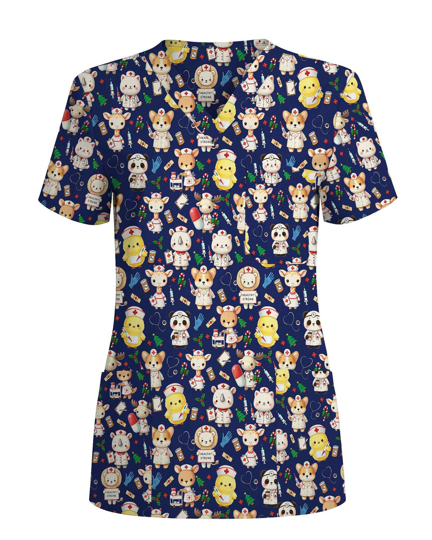 Cute Nurse Animals Scrub Top