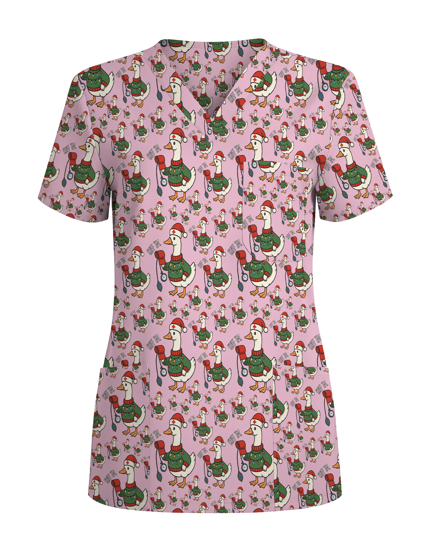 Funny Christmas Goose Holiday Nurse Scrub Top