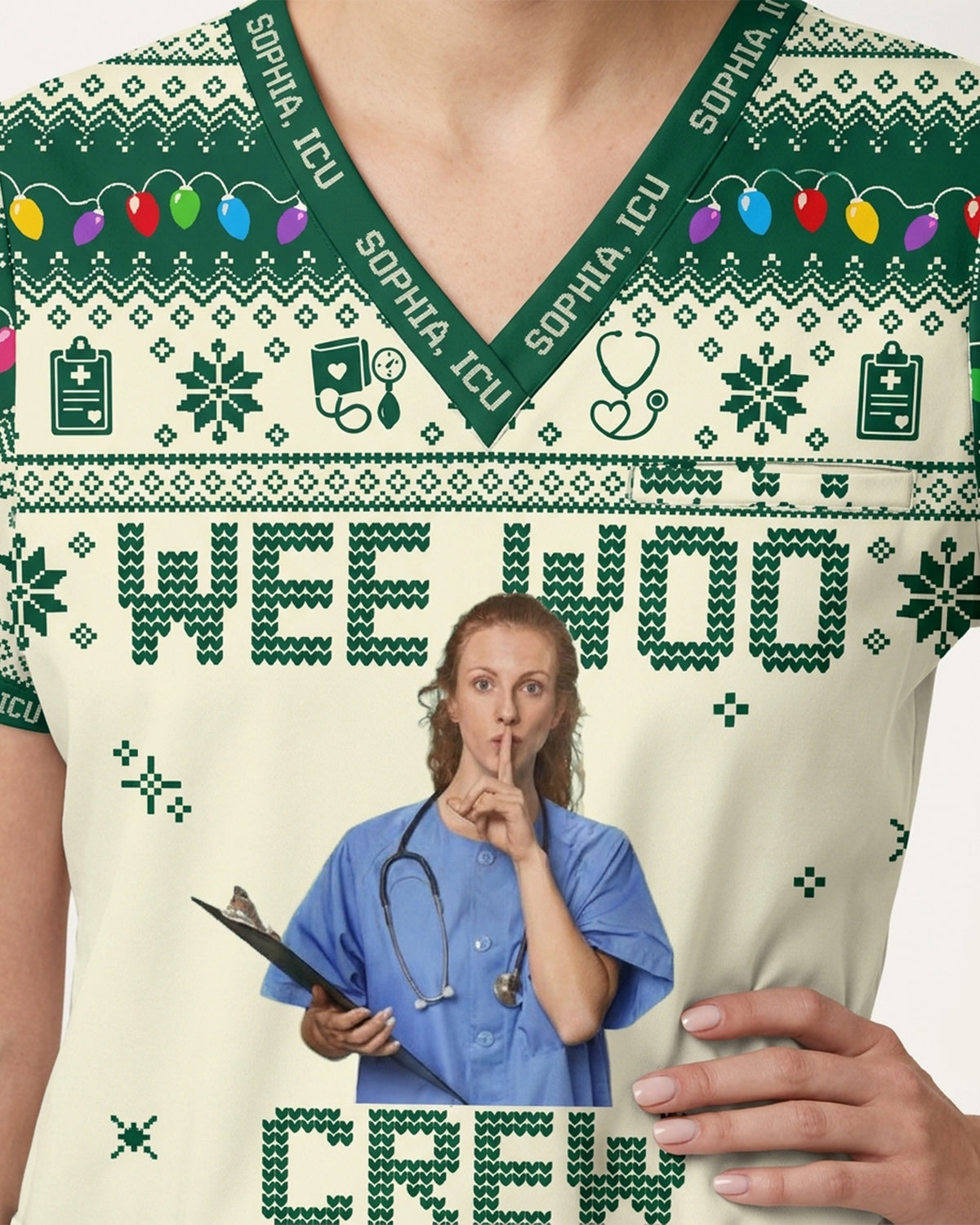 Personalized Photo Wee Woo Crew Team Night Shift Funny Christmas Gift For Nurse Top