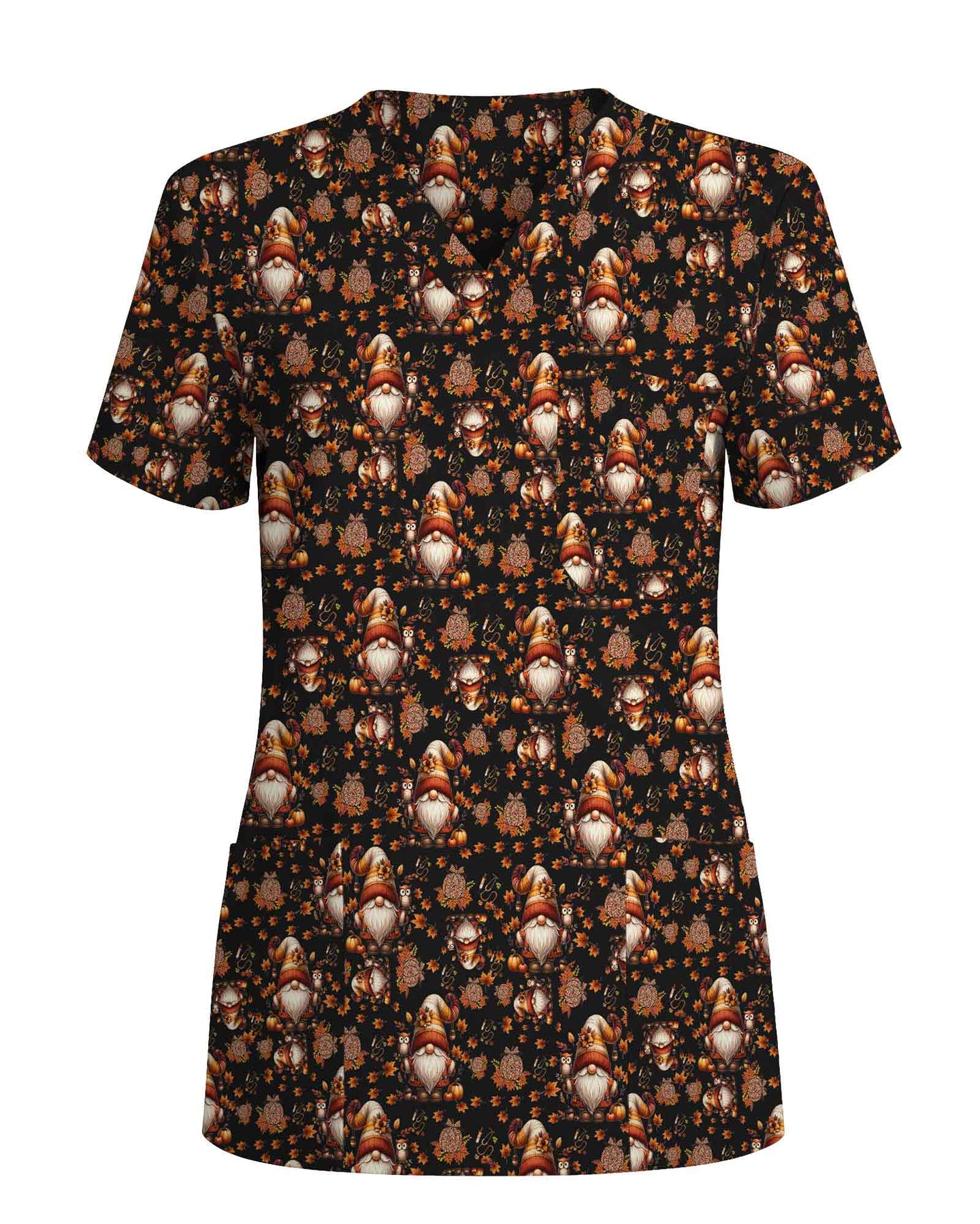 Fall Harvest Gnomes Scrub Top