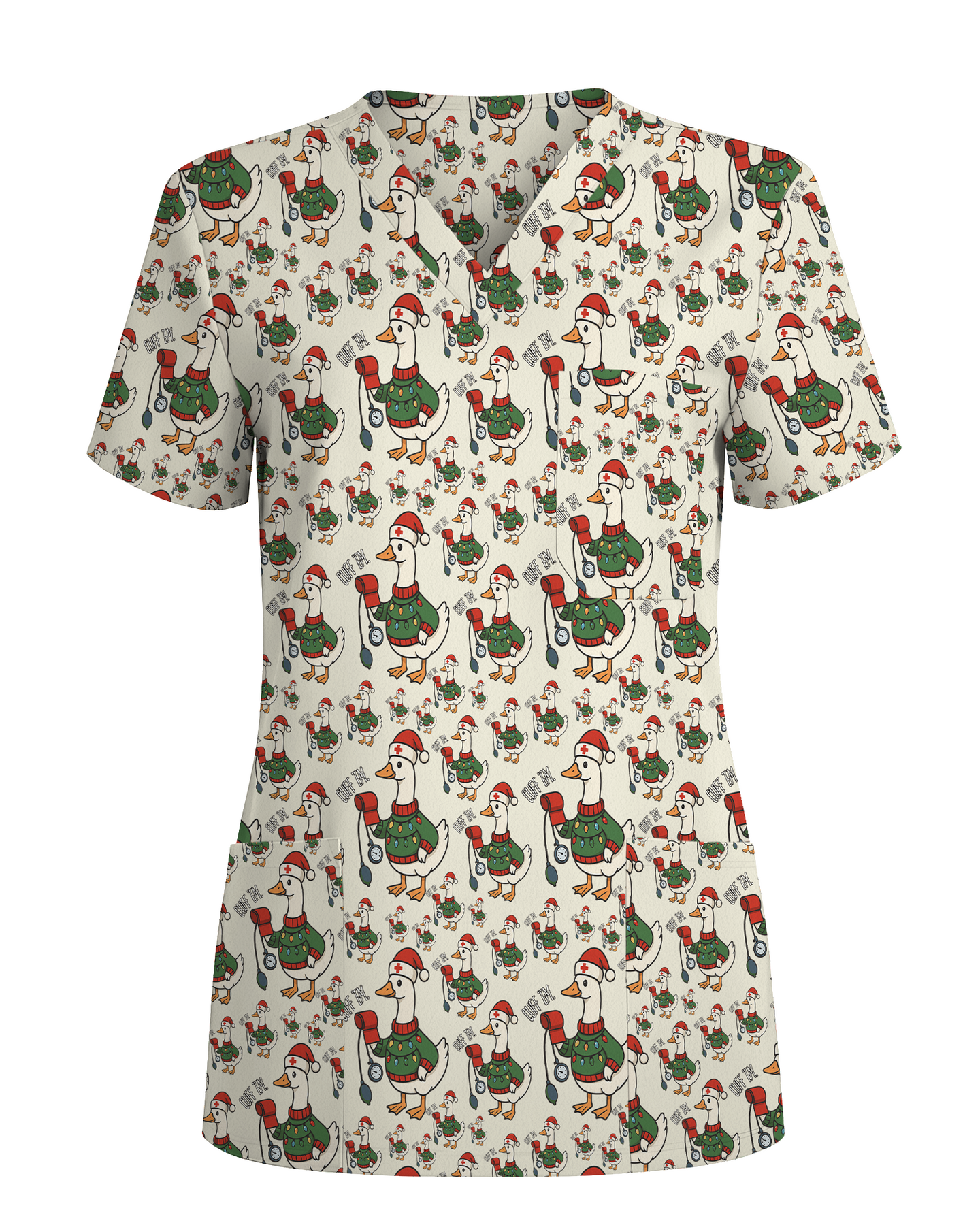 Funny Christmas Goose Holiday Nurse Scrub Top