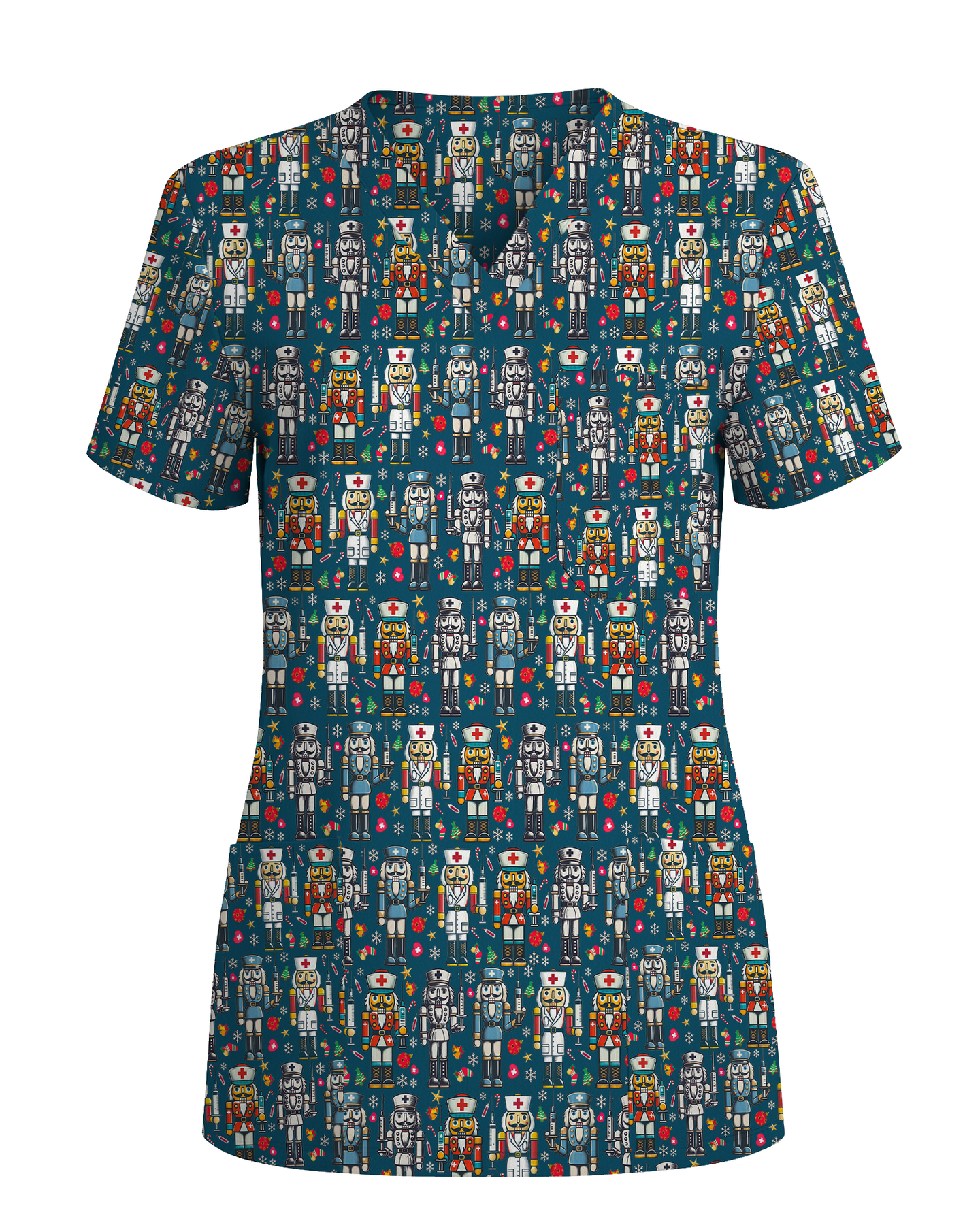 Funny Nutcracker Nurse Christmas Scrub Top