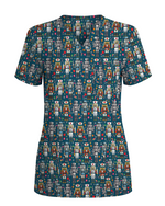 Funny Nutcracker Nurse Christmas Scrub Top